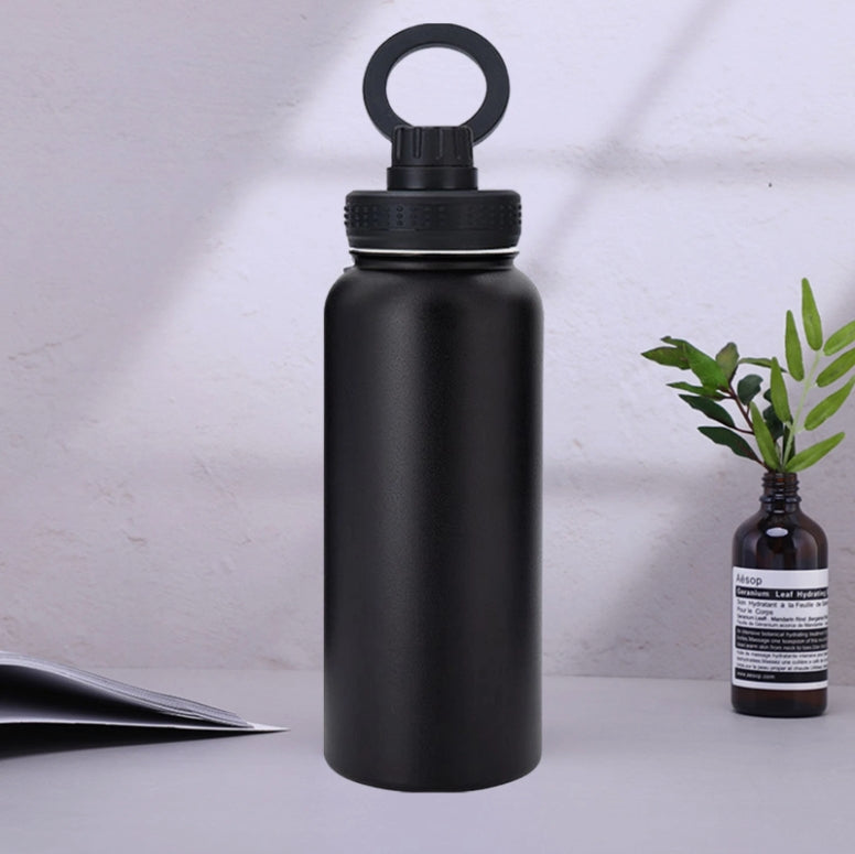 Stainless Steel Gym & Sports Water Bottle with Rotating Phone Holder – 532ml