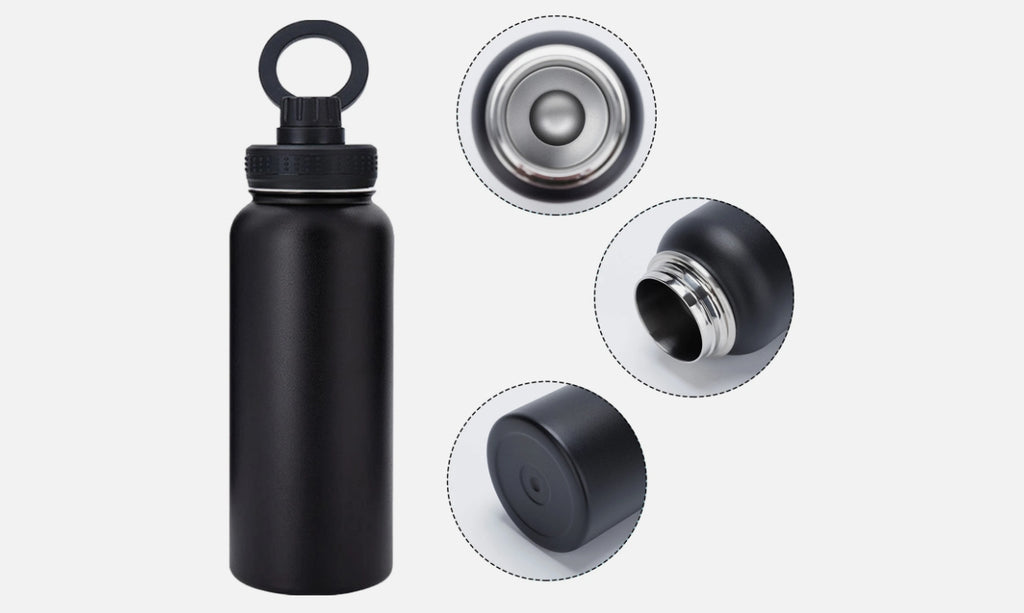 Stainless Steel Gym & Sports Water Bottle with Rotating Phone Holder – 532ml