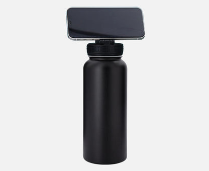 Stainless Steel Gym & Sports Water Bottle with Rotating Phone Holder – 532ml