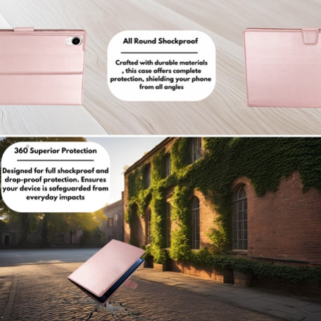 Samsung Galaxy Tab S7+ 12.4-inch Hanman Flip Leather Wallet Case - Rose Gold