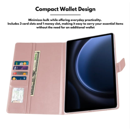 Samsung Galaxy Tab S7+ 12.4-inch Hanman Flip Leather Wallet Case - Rose Gold