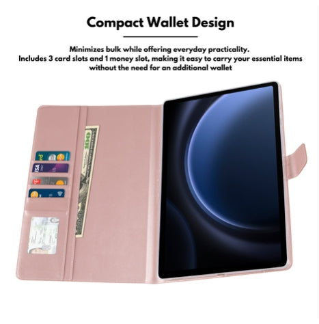 Samsung Galaxy Tab S7+ 12.4-inch Hanman Flip Leather Wallet Case - Rose Gold