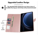 Samsung Galaxy Tab S7+ 12.4-inch Hanman Flip Leather Wallet Case - Rose Gold