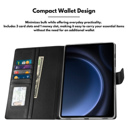 Samsung Galaxy Tab S7+ 12.4-inch Hanman Flip Leather Wallet Case - Black