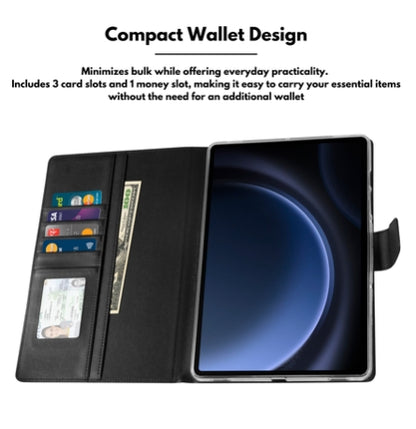 Samsung Galaxy Tab S7+ 12.4-inch Hanman Flip Leather Wallet Case - Black