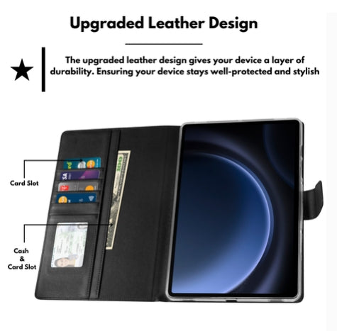 Samsung Galaxy Tab S7+ 12.4-inch Hanman Flip Leather Wallet Case - Black