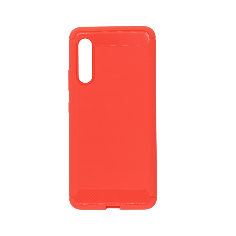 Samsung A90-5G Slim Carbon Fibre Shockproof Rugged Case Cover Red