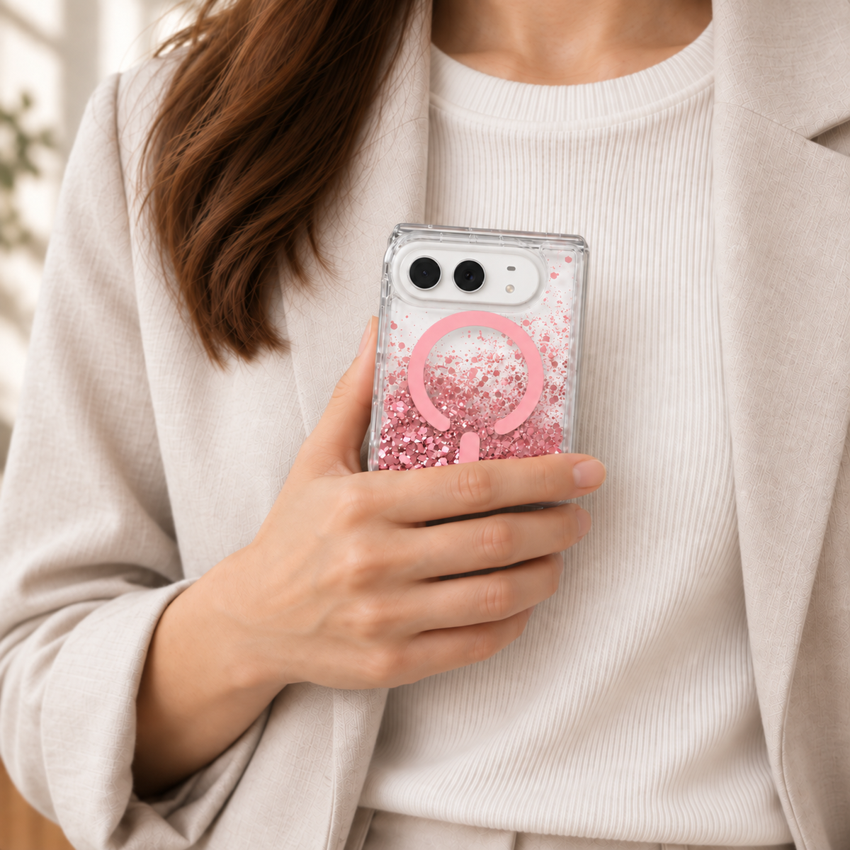 iPhone Duo Liquid Glitter MagSafe Case Pink