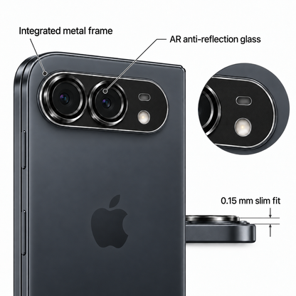 9D Full Camera Lens Metal Cover-iPhone Duo-White