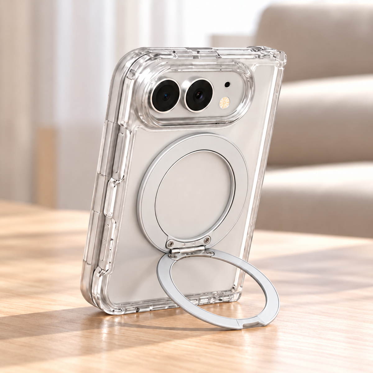 iPhone Duo Fortify Clear 360 Rotatable MagSafe Case-Silver