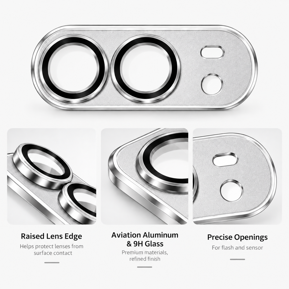 9D Full Camera Lens Metal Cover-iPhone Duo-White