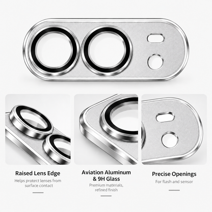 9D Full Camera Lens Metal Cover-iPhone Duo-White