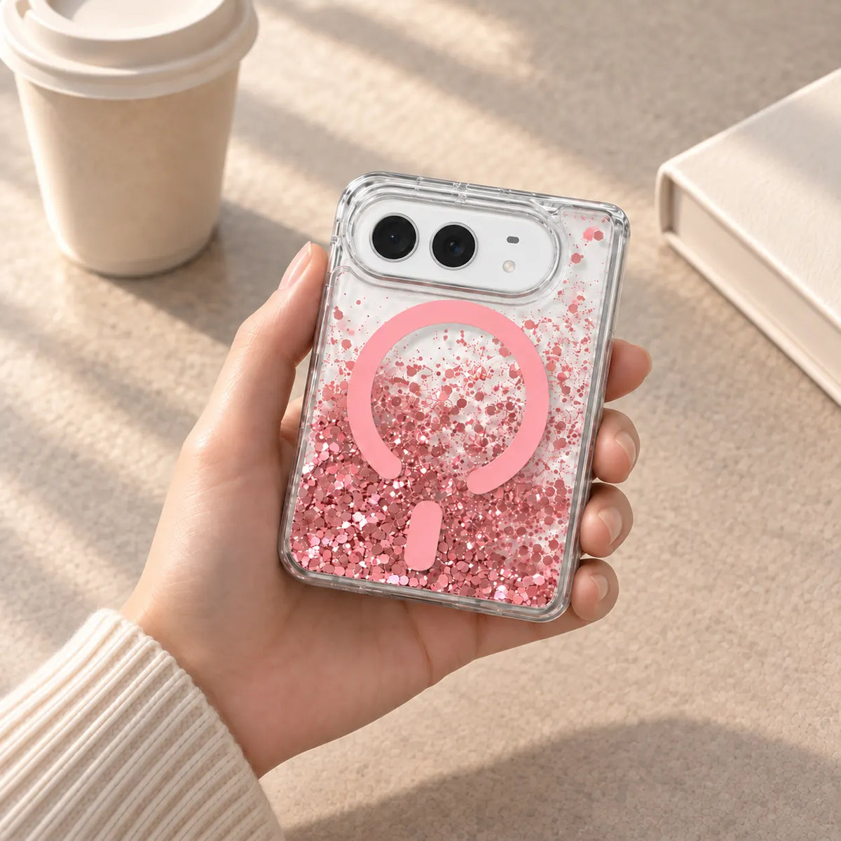 iPhone Duo Liquid Glitter MagSafe Case Pink