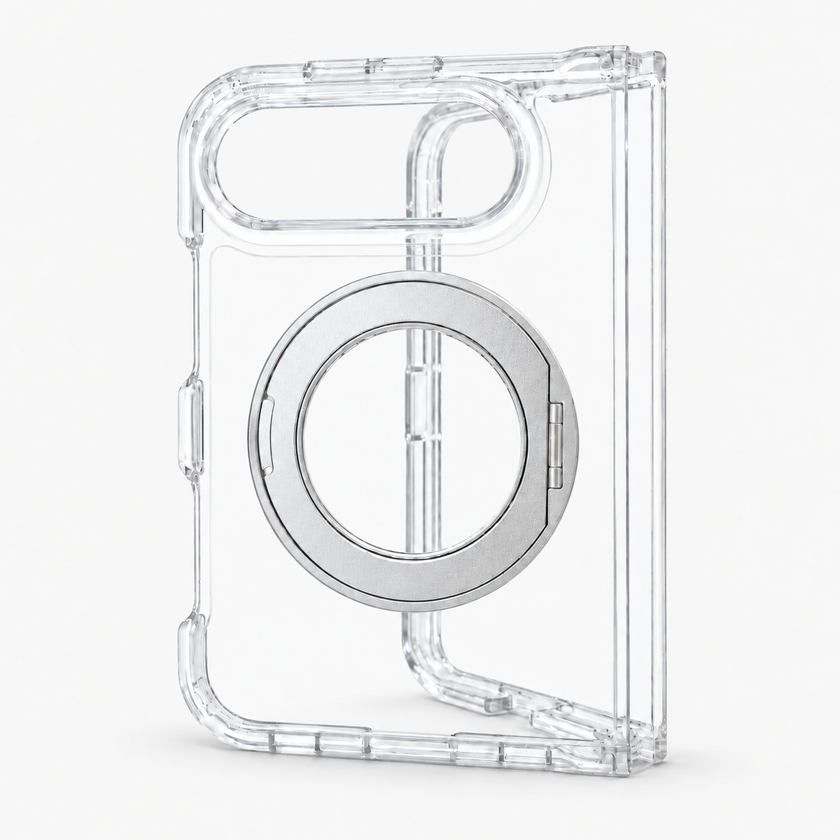 iPhone Duo Fortify Clear 360 Rotatable MagSafe Case-Silver
