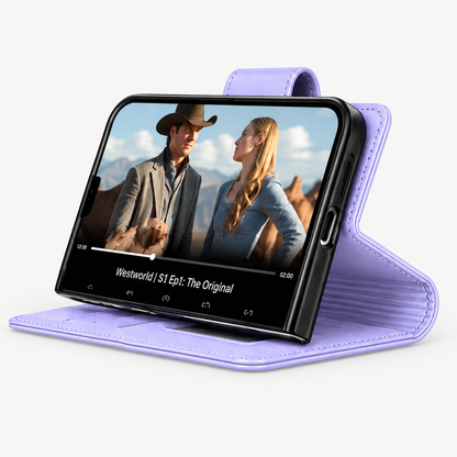 iPhone Duo Magnetic Detachable Leather Wallet Case Purple
