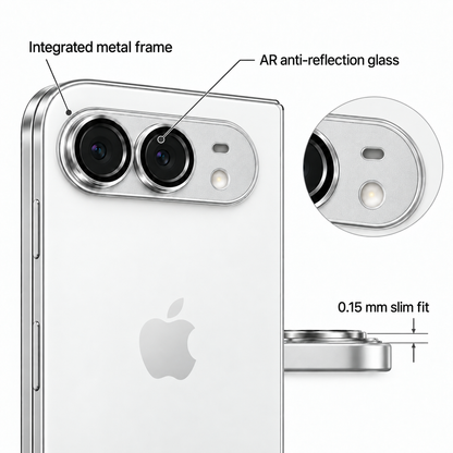 9D Full Camera Lens Metal Cover-iPhone Duo-White