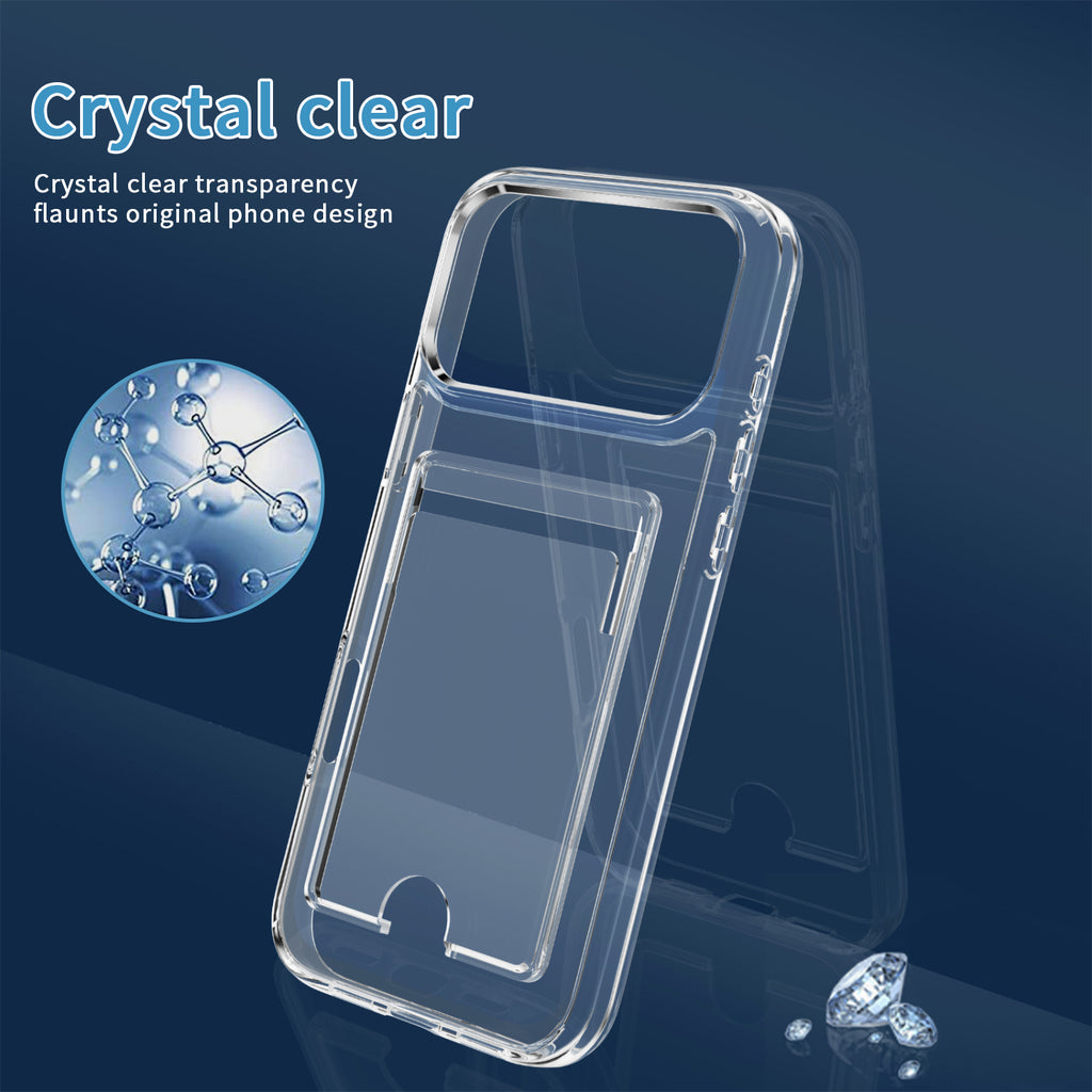 iPhone 17 Pro Shockproof Hard Card Holder Back Case Clear