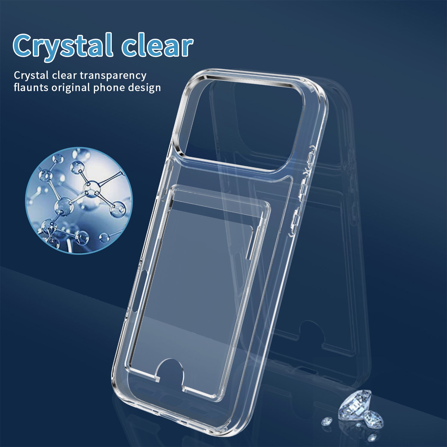 iPhone 17 Pro Shockproof Hard Card Holder Back Case Clear