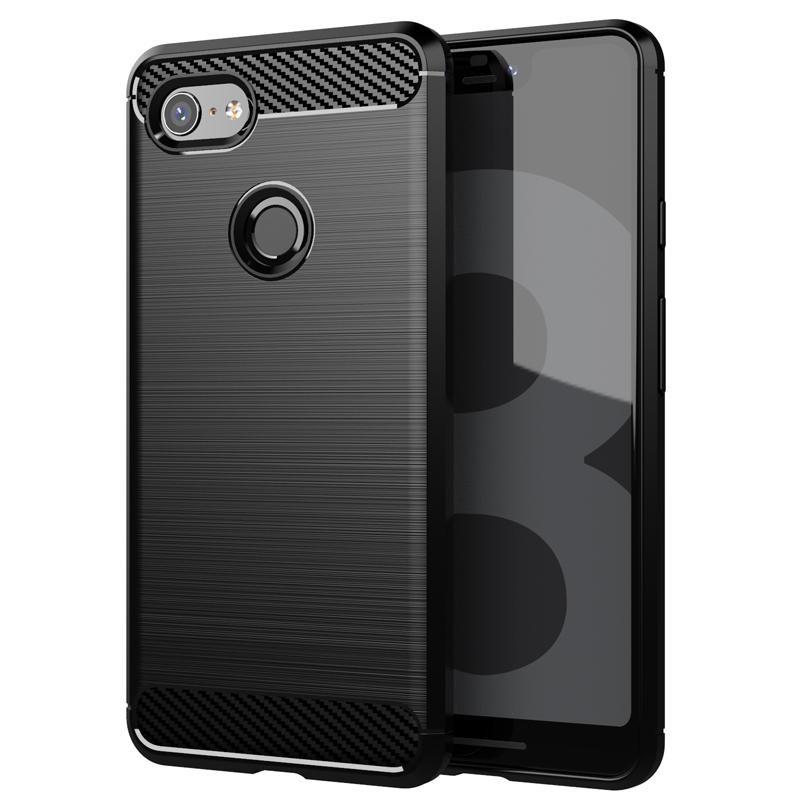 Google Pixel3 XL Slim Carbon Fibre Shockproof Rugged Case Cover Black