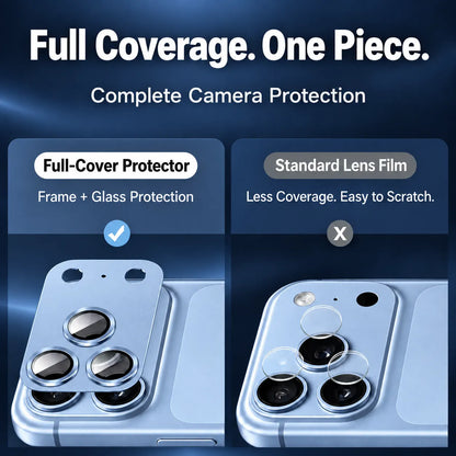 9D Full Camera Lens Metal Cover -Light Blue
