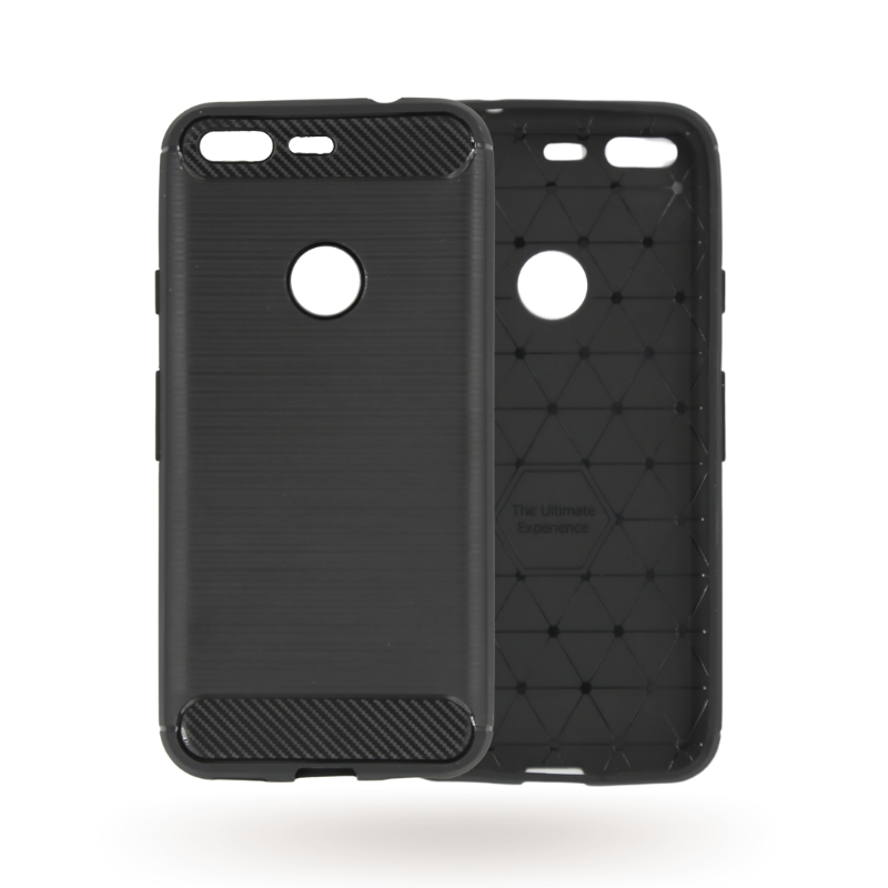 Google Pixel Slim Carbon Fibre Shockproof Rugged Case Cover Black