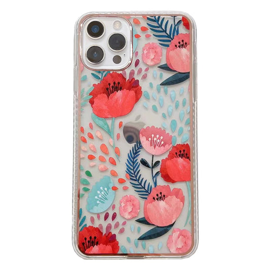 iPhone 13 Pro Max Nebula Transparent Flower Back Case – Peony