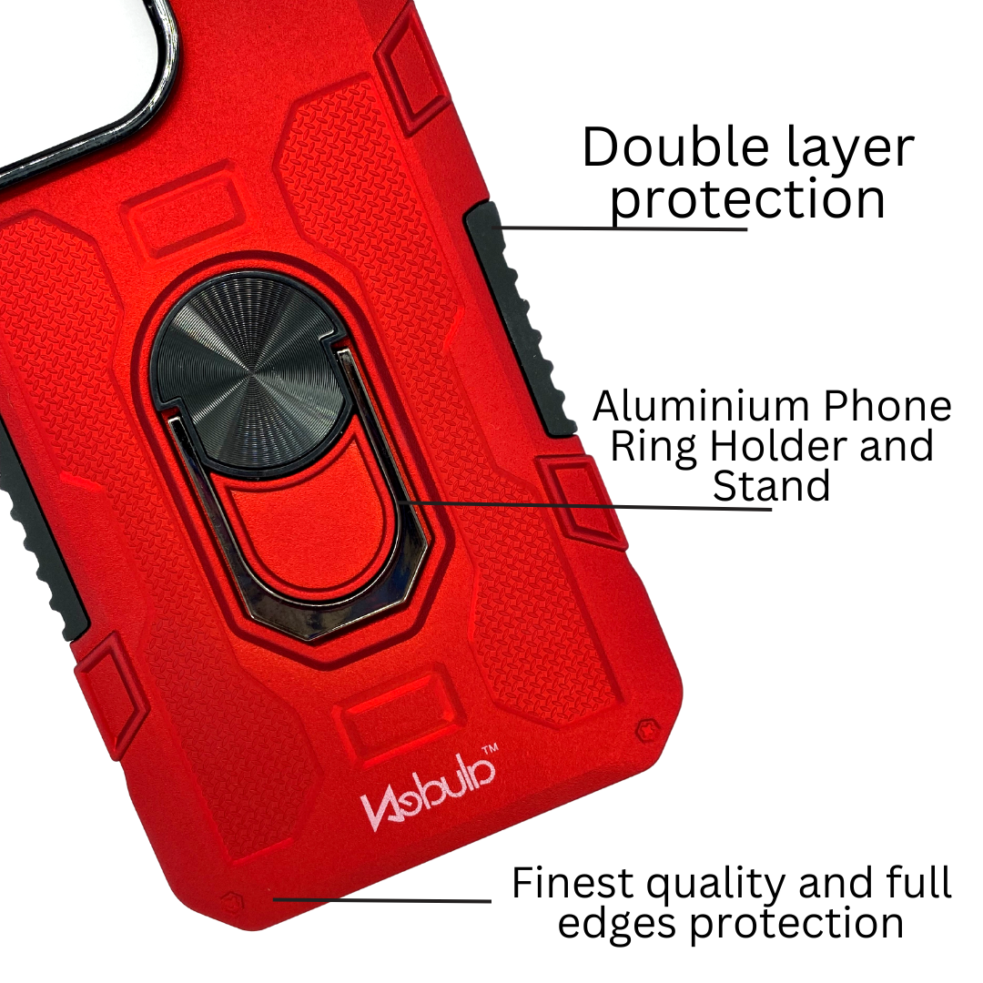 Nebula Military Phone Case with Magnetic Phone Ring Red - iPhone Cases