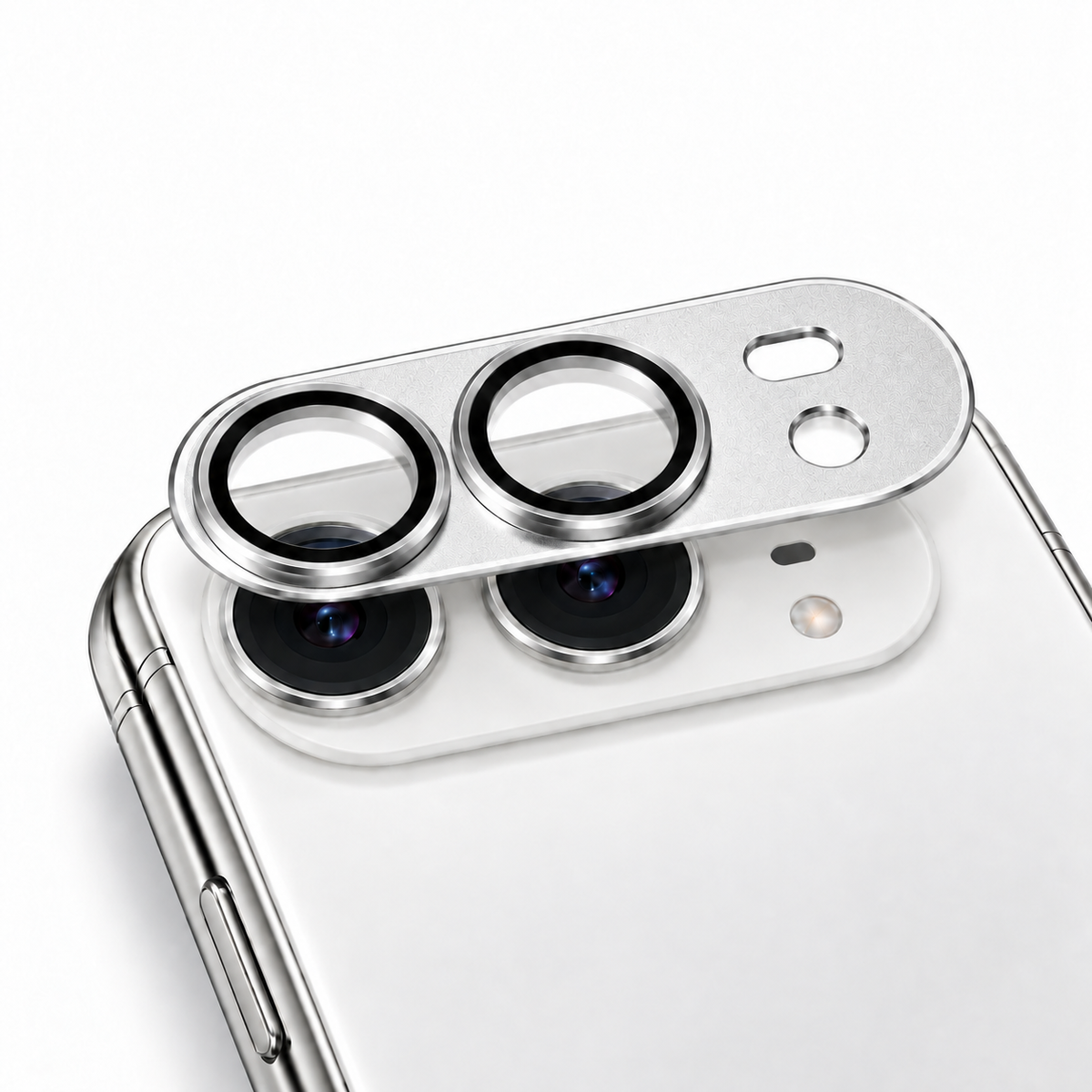 9D Full Camera Lens Metal Cover-iPhone Duo-White