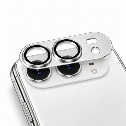 9D Full Camera Lens Metal Cover-iPhone Duo-White