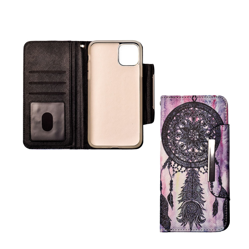 Magnetic Detachable Wallet Case Black Dream Catcher - iPhone Cases