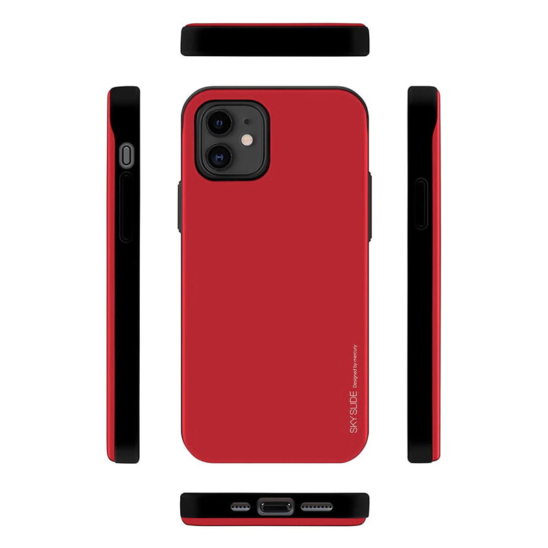 iPhone 12 mini Mercury Goospery Sky Slide Bumper Case with Card Holder - Red