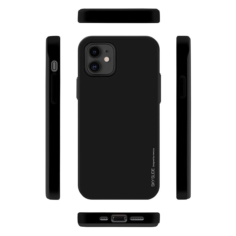 iPhone 12 mini Mercury Goospery Sky Slide Bumper Case with Card Holder - Black