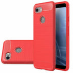 Google Pixel3a XL Slim Carbon Fibre Shockproof Rugged Case Cover Red