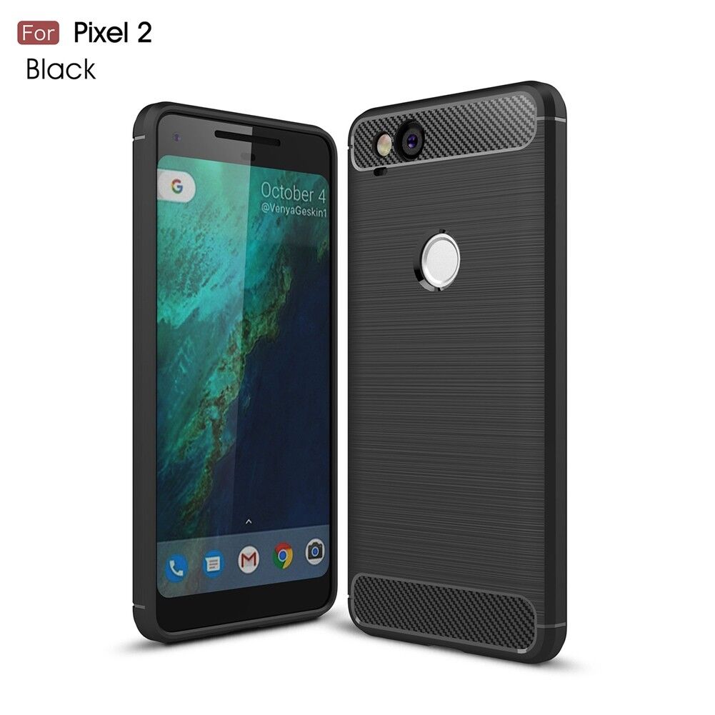 Google Pixel2 Slim Carbon Fibre Shockproof Rugged Case Cover Black