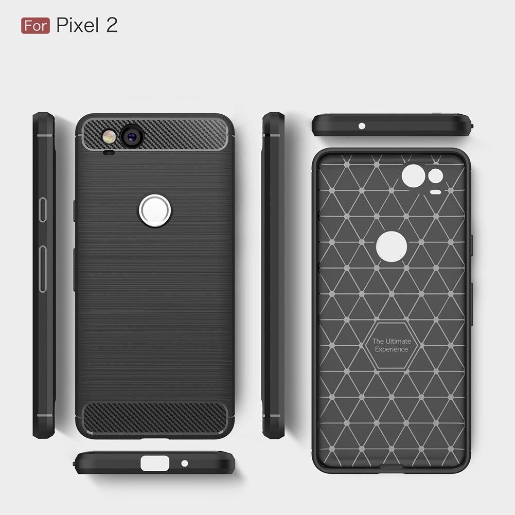 Google Pixel2 Slim Carbon Fibre Shockproof Rugged Case Cover Black