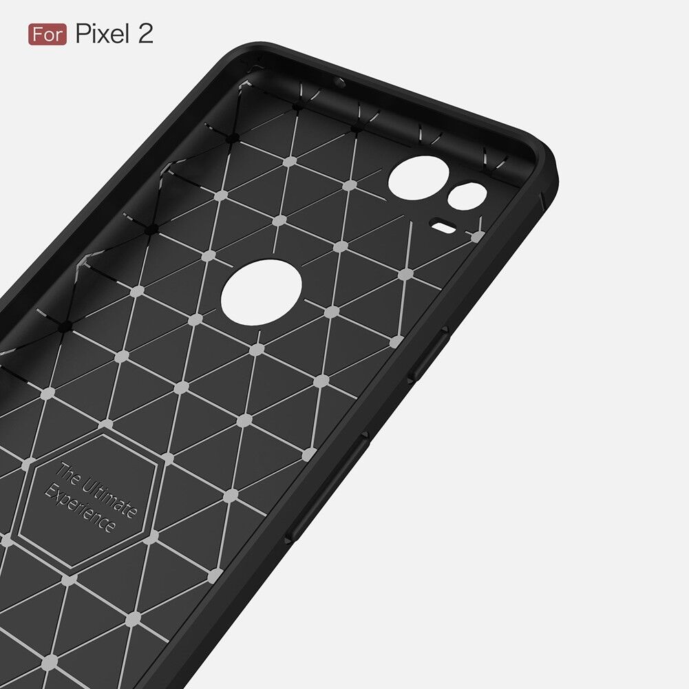 Google Pixel2 Slim Carbon Fibre Shockproof Rugged Case Cover Black