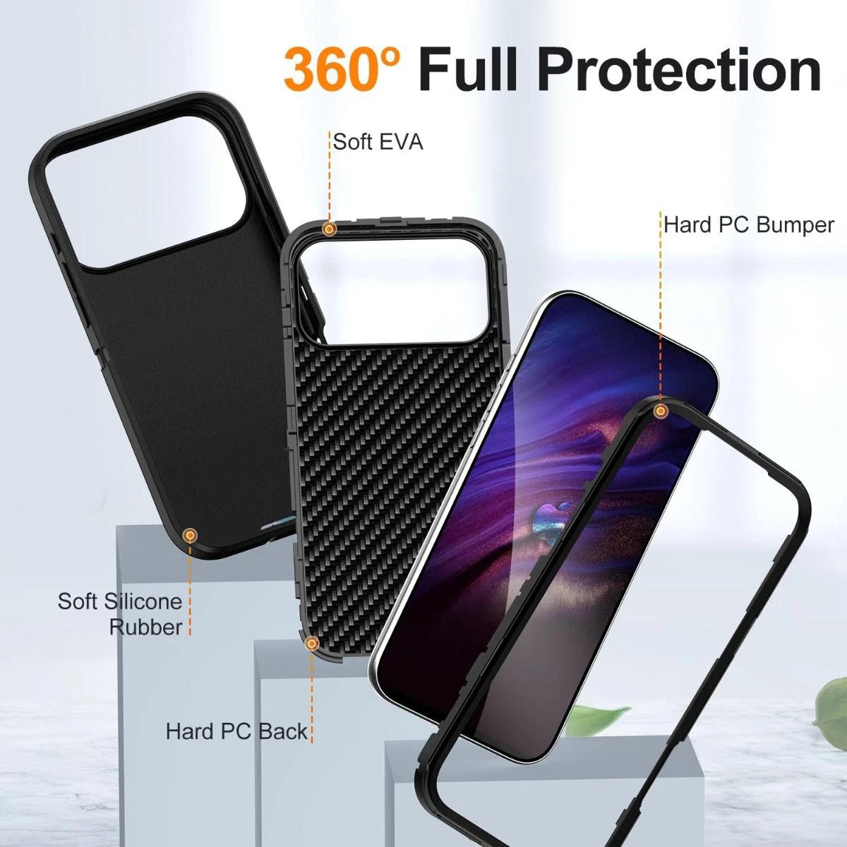 Triple Layered Guard Series iPhone Case – Ultra Protective, Shockproof, Scratch-Resistant Phone Cover (Black)