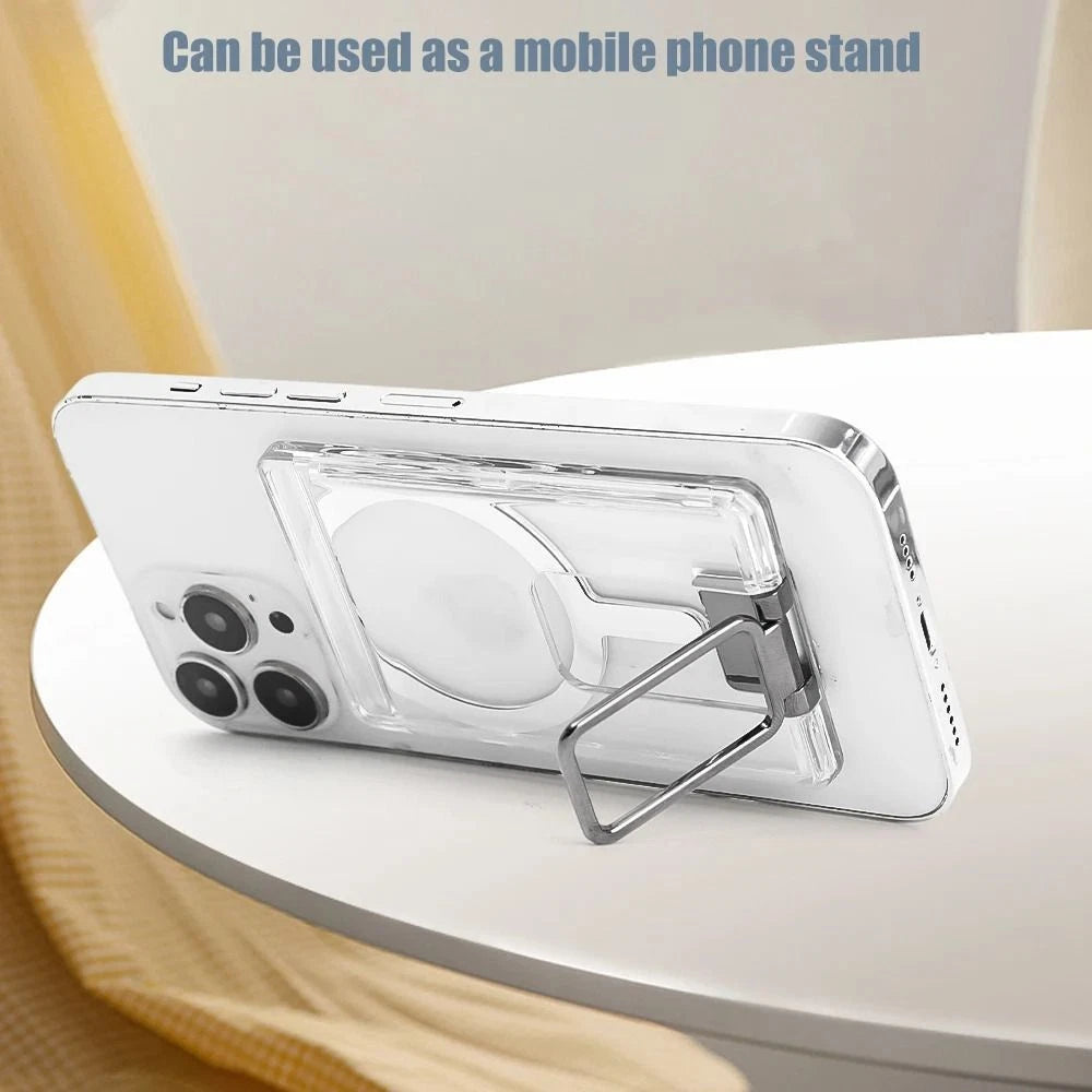 MagSafe Card Holder with Stand – Silver (Holds 2 Cards)
