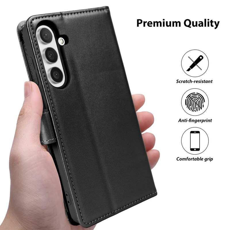 Samsung Galaxy S25/S24 Nebula Flip Leather Wallet Case Black