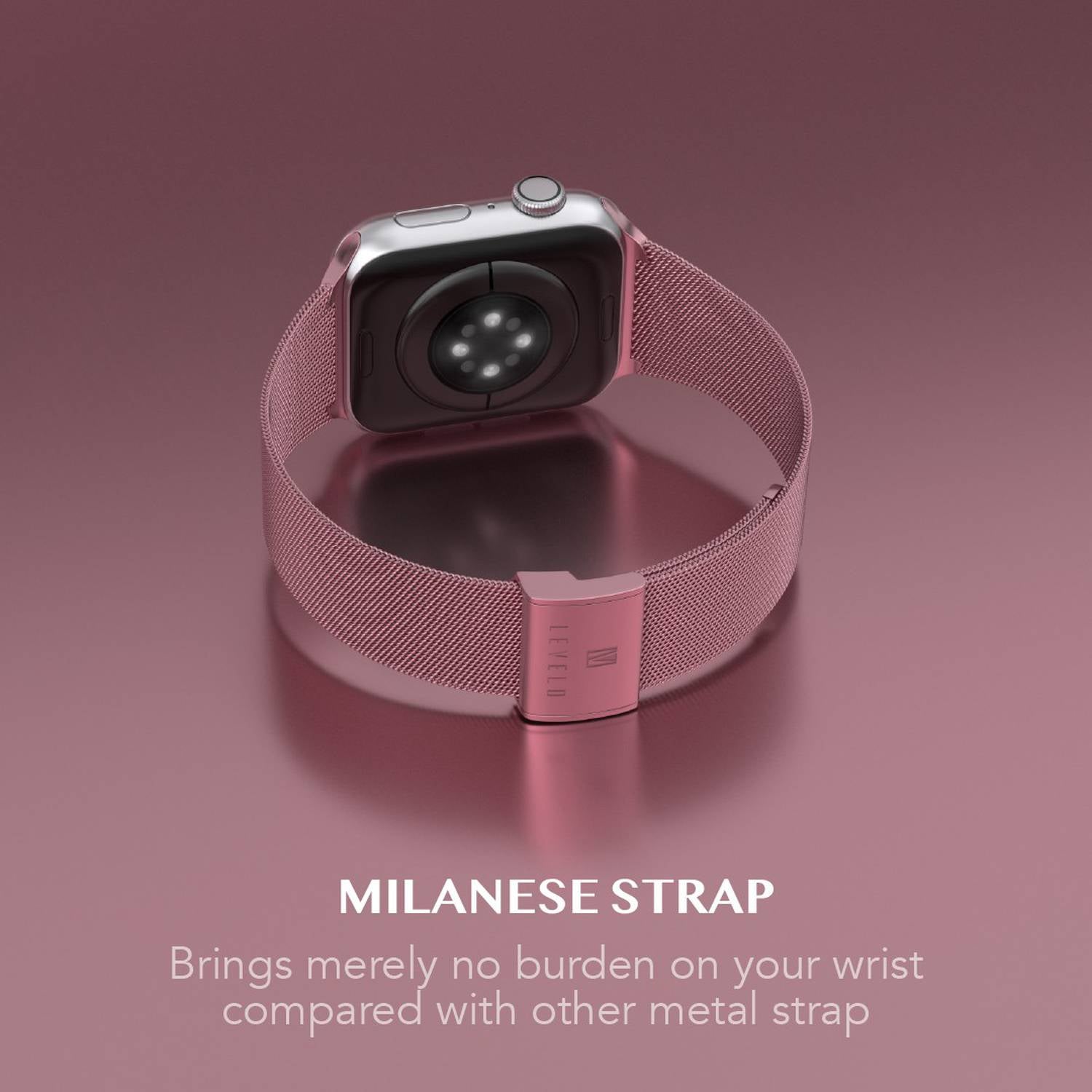 Apple Watch Stainless Steel Milanese Loop Strap Pink