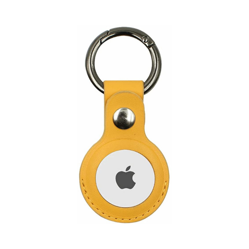 Apple AirTag Leather Protective Case with Keychain Loop Black